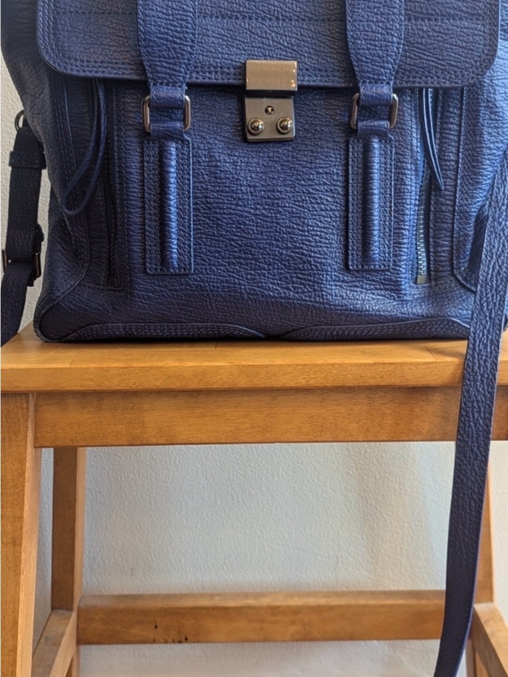 3.1 Phillip Lim Structured Medium Pashli Satchel - Cobalt Blue - Picture 3 of 10